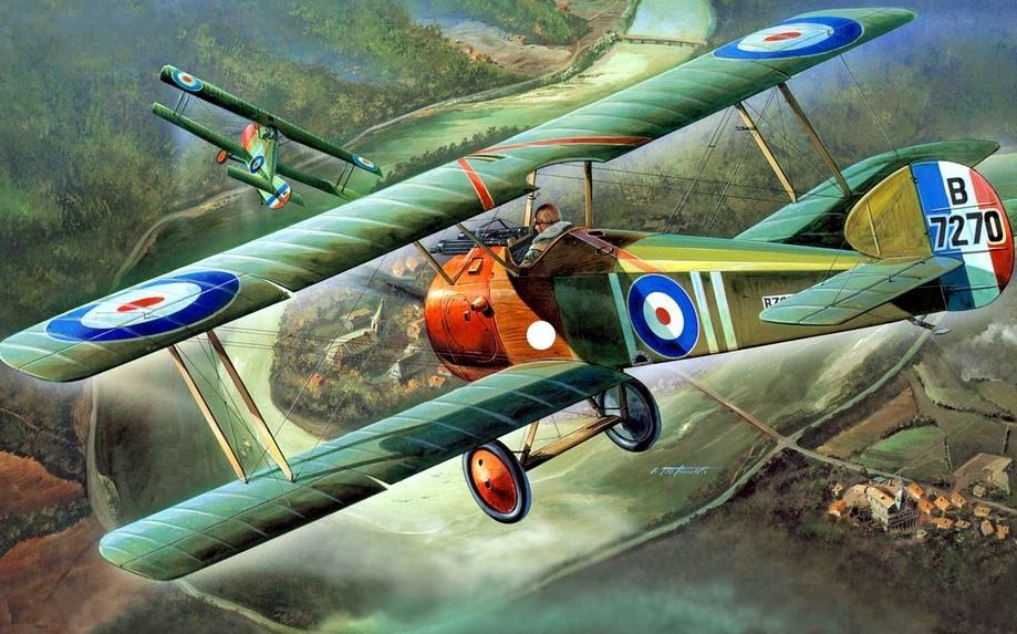 Artist depiction of two Sopwith Camels